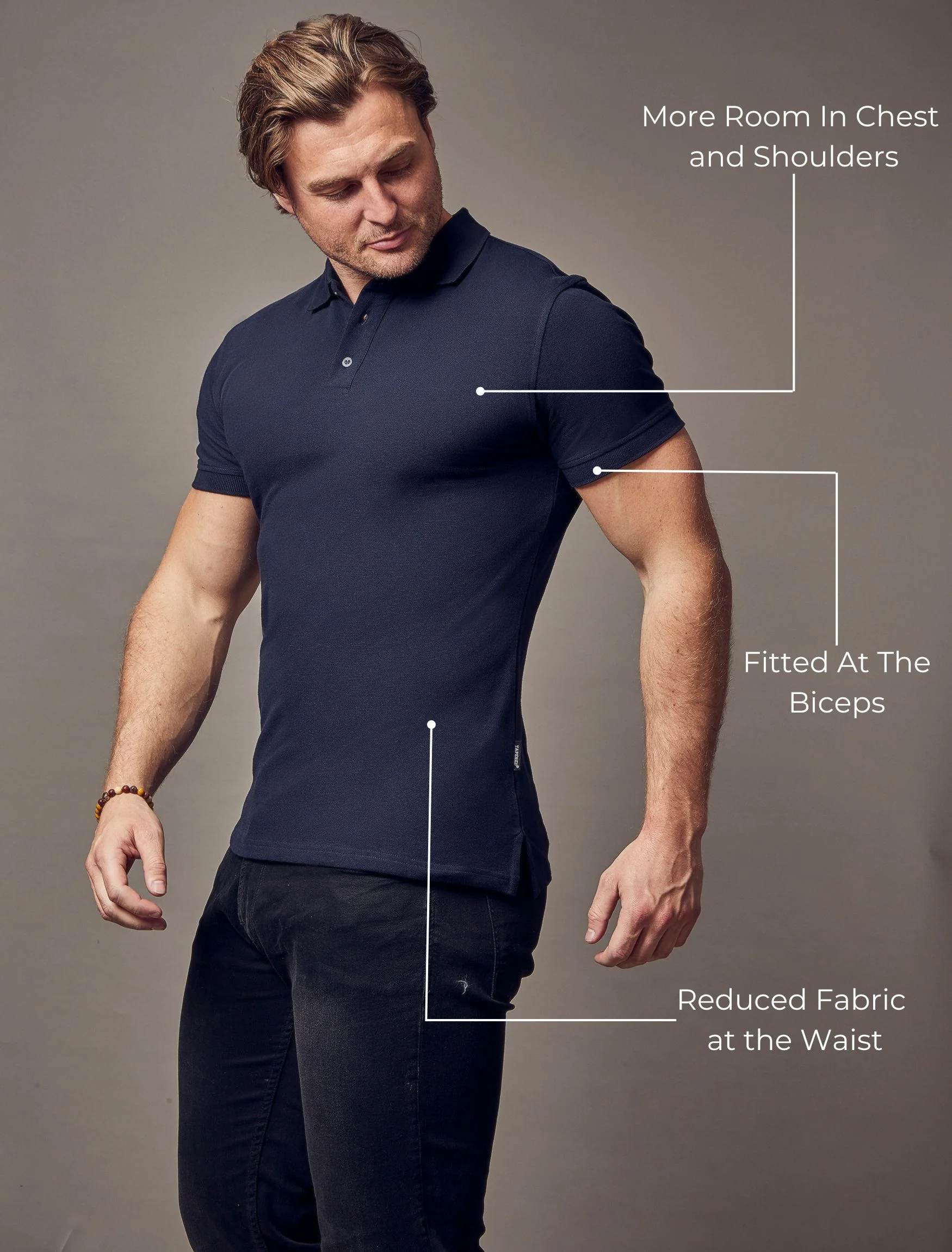 Short Sleeve Navy Tapered Fit Polo Shirt - Image 5