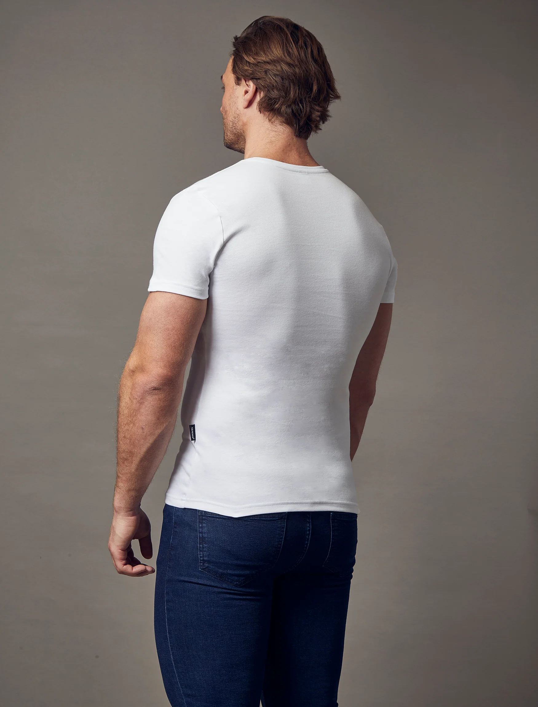 White Short Sleeve Tapered Fit Henley - Image 3