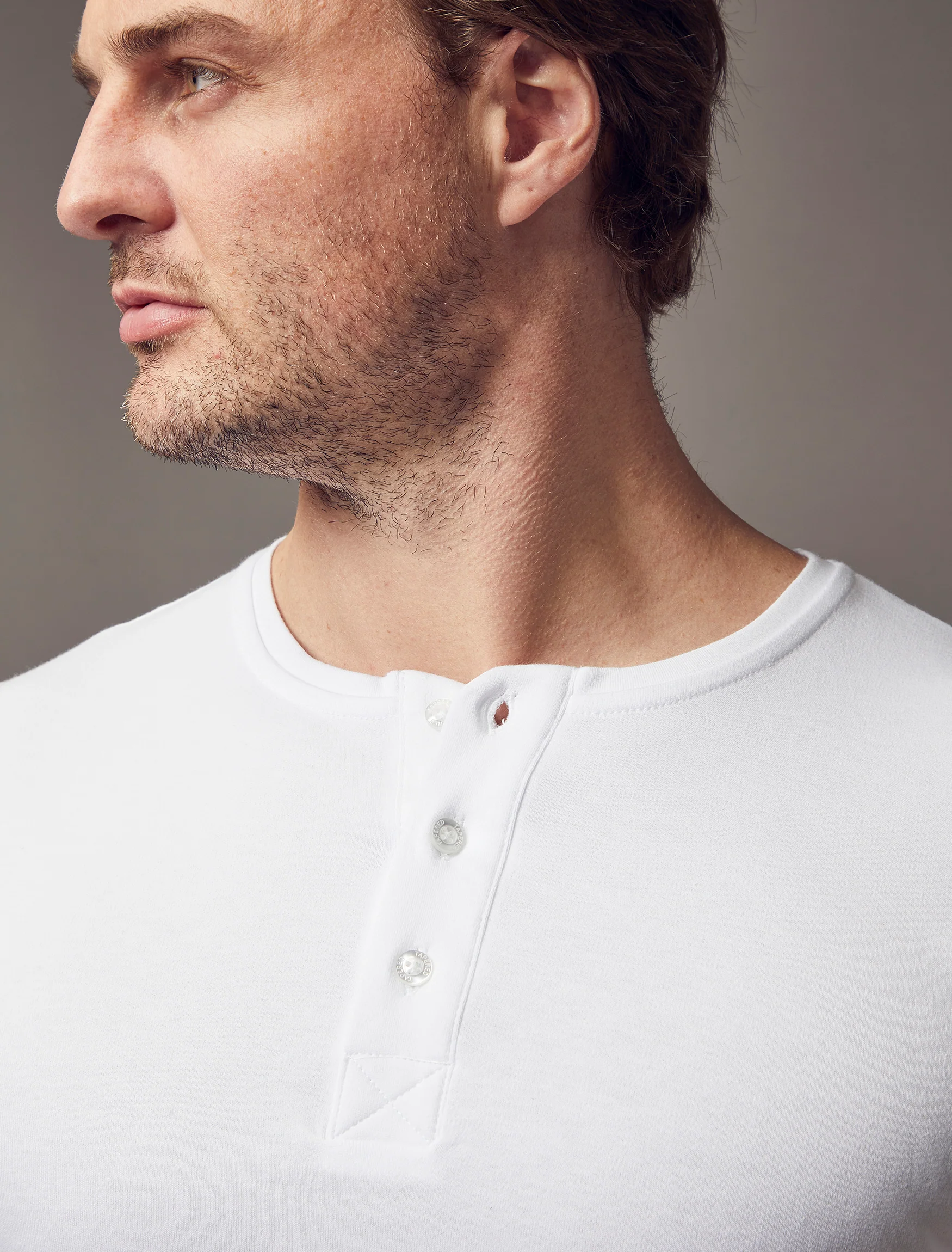 White Short Sleeve Tapered Fit Henley - Image 6