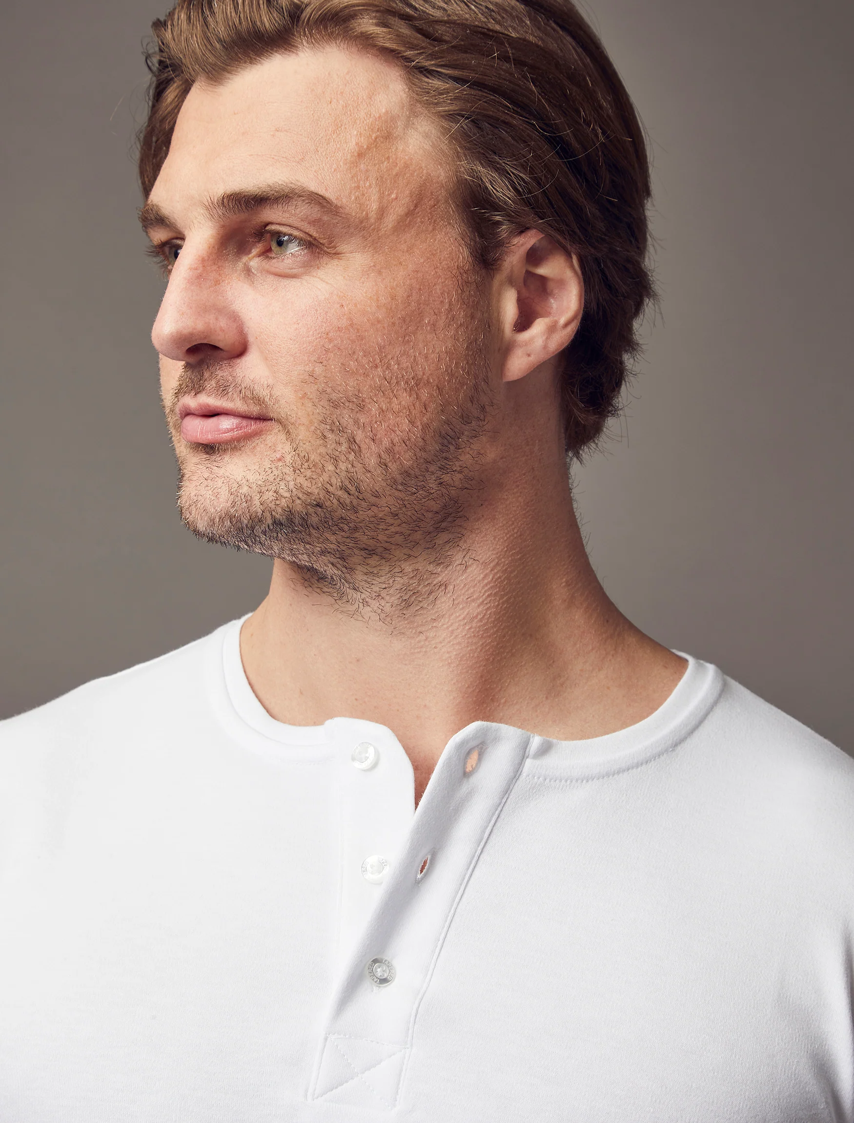 White Short Sleeve Tapered Fit Henley - Image 7