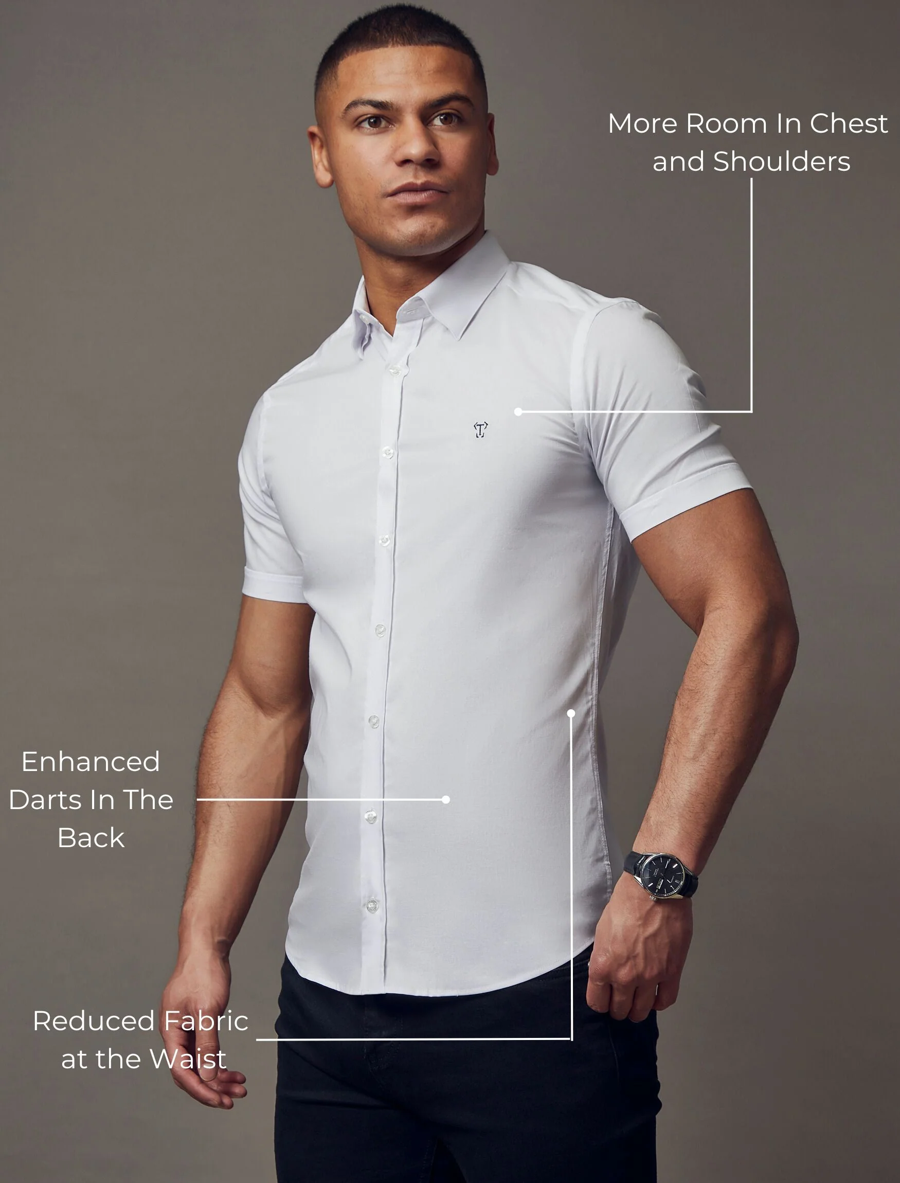 White Short Sleeve Tapered Fit Shirt - Image 5