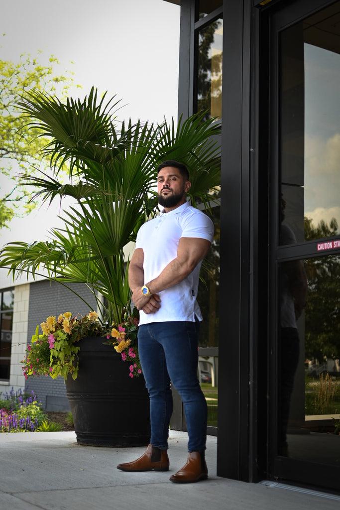 Short Sleeve White Tapered Fit Polo Shirt - Image 13