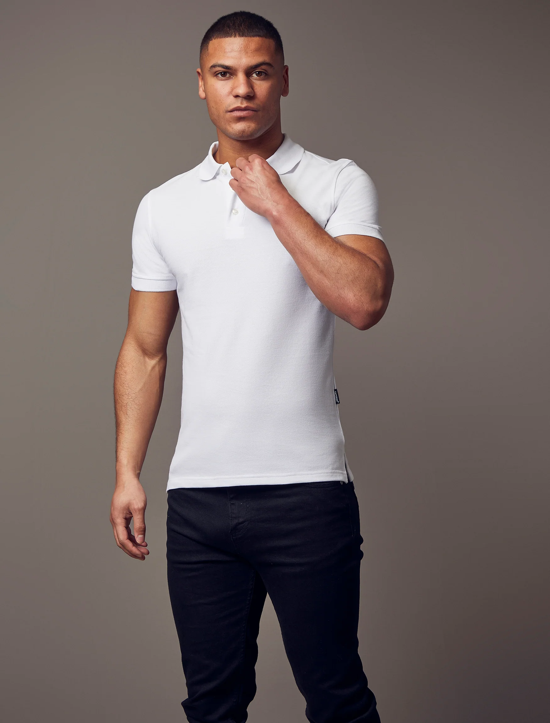 Short Sleeve White Tapered Fit Polo Shirt - Image 3