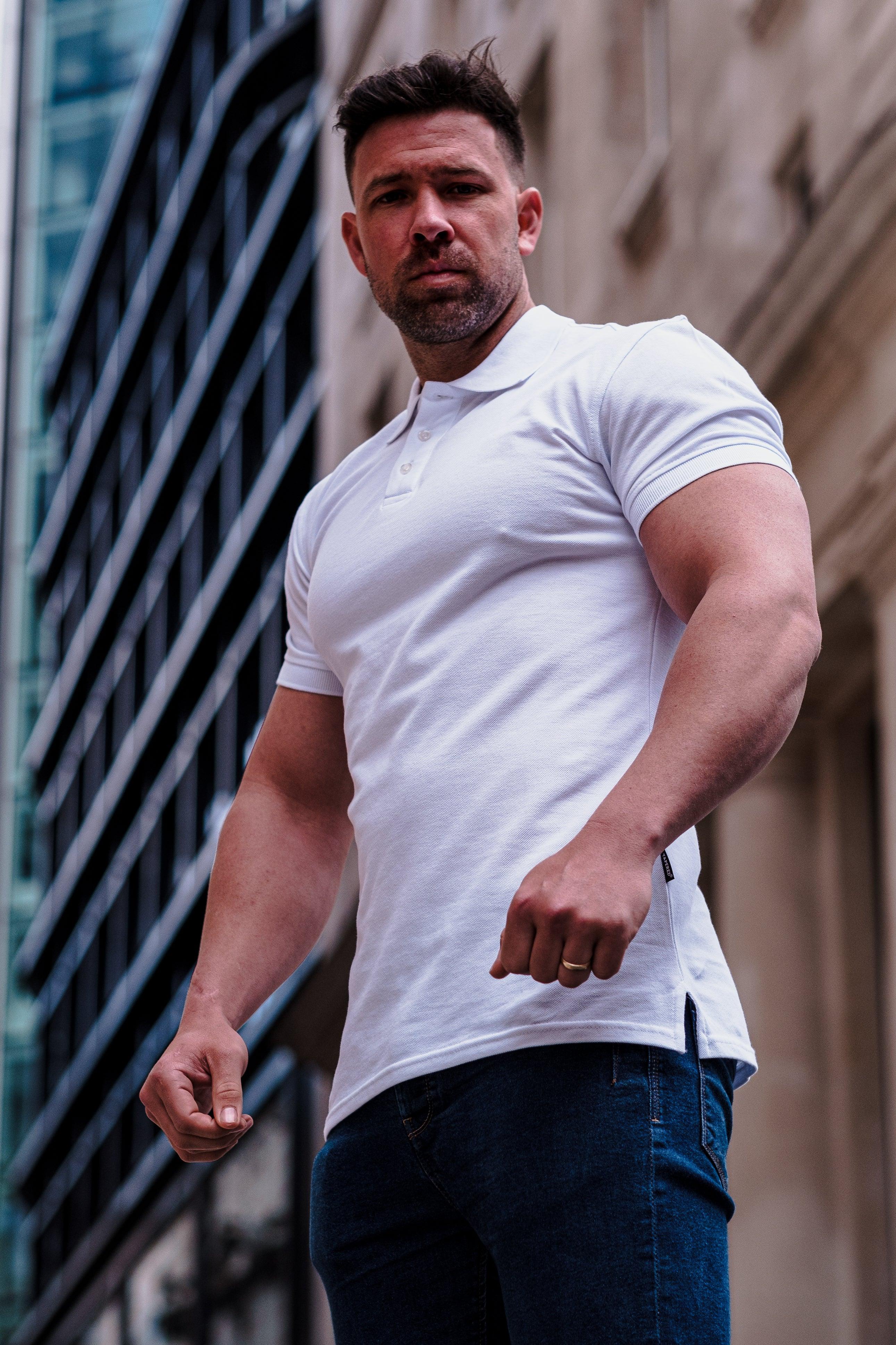 Short Sleeve White Tapered Fit Polo Shirt - Image 8