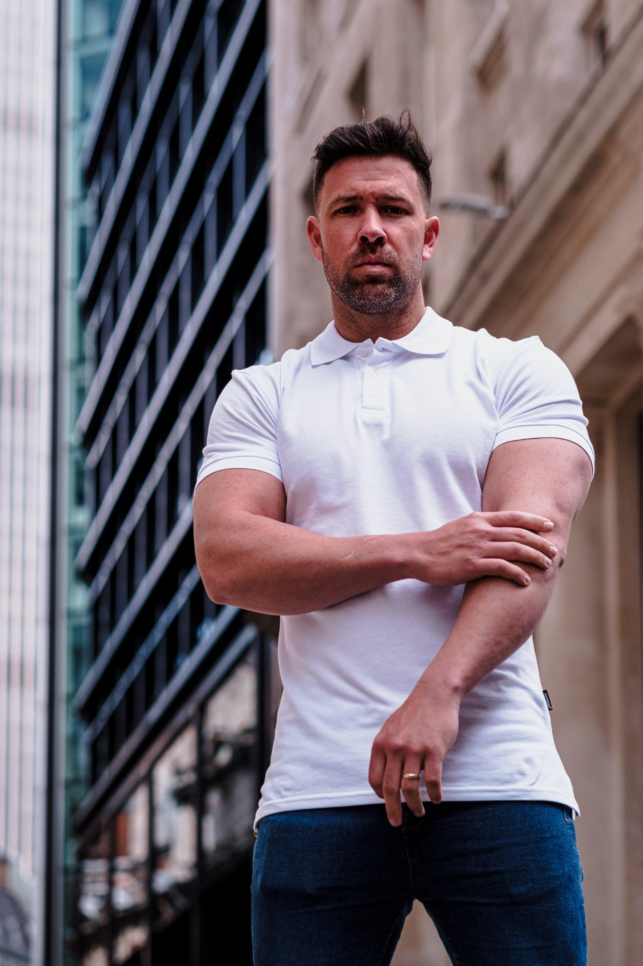 Short Sleeve White Tapered Fit Polo Shirt - Image 9
