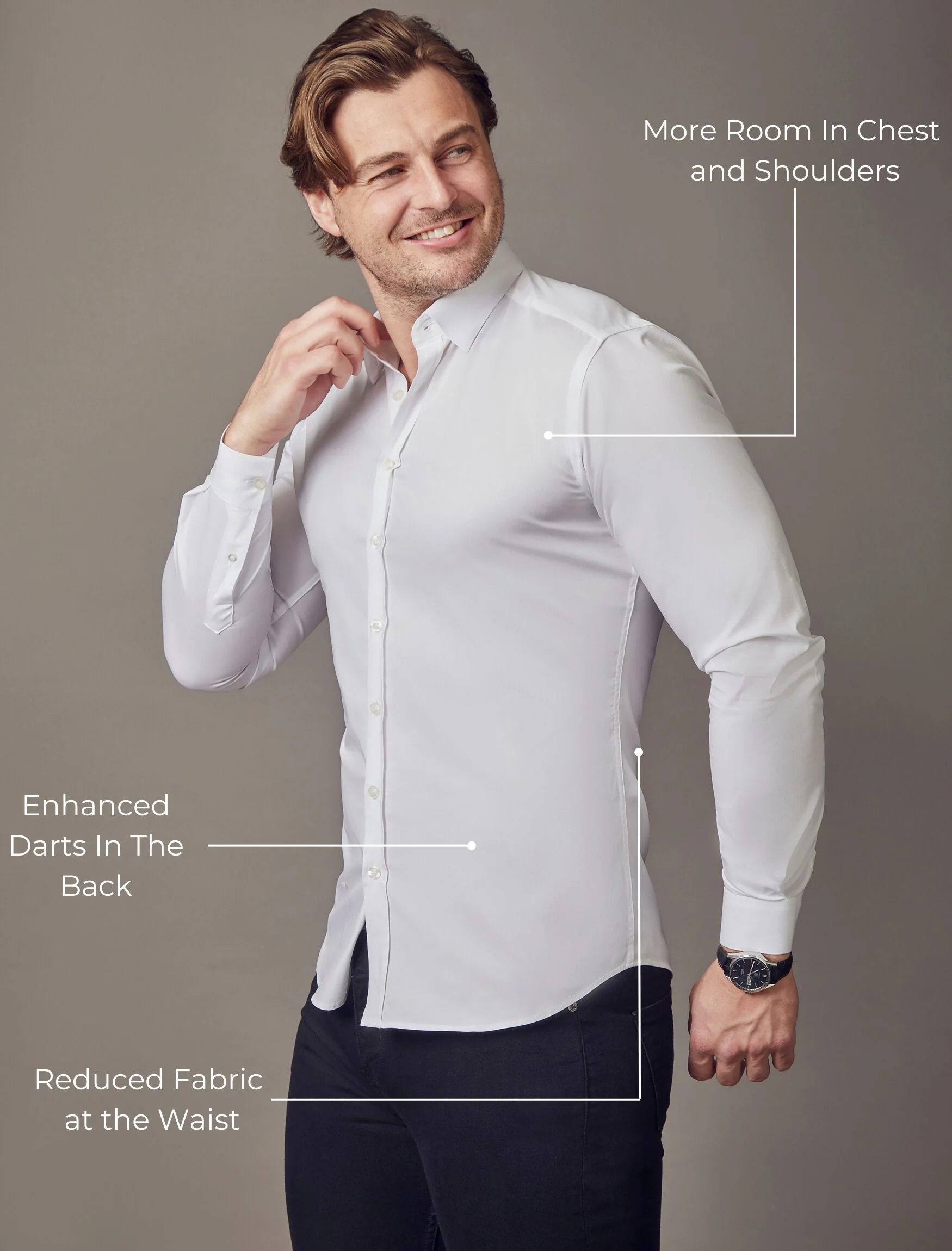 White Tapered Fit Shirt - Image 4
