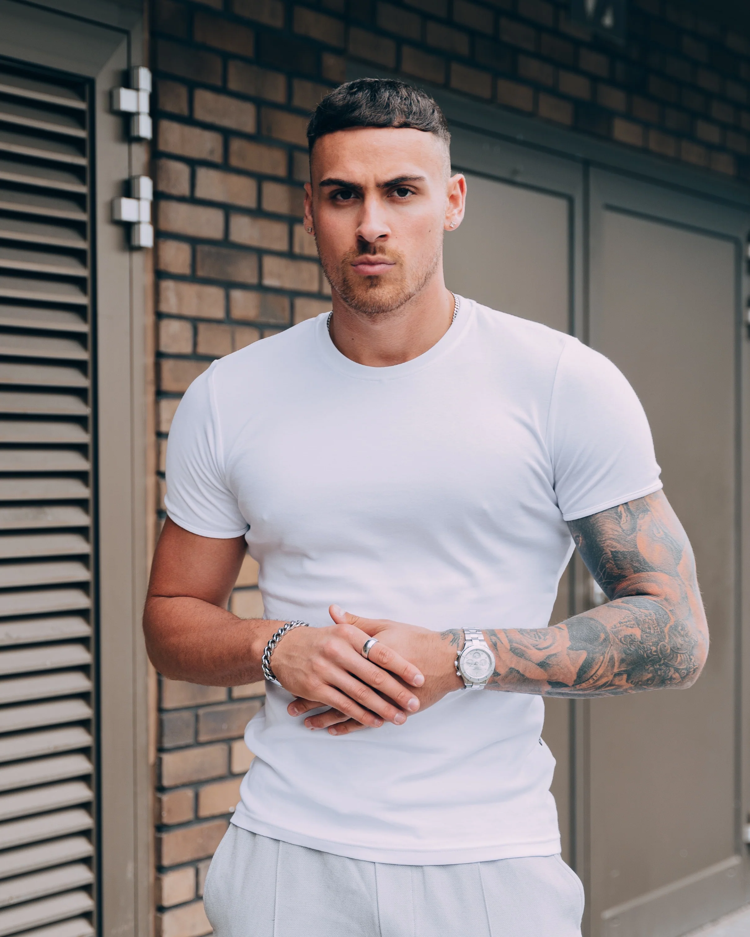 White Tapered Fit T-Shirt - Image 8