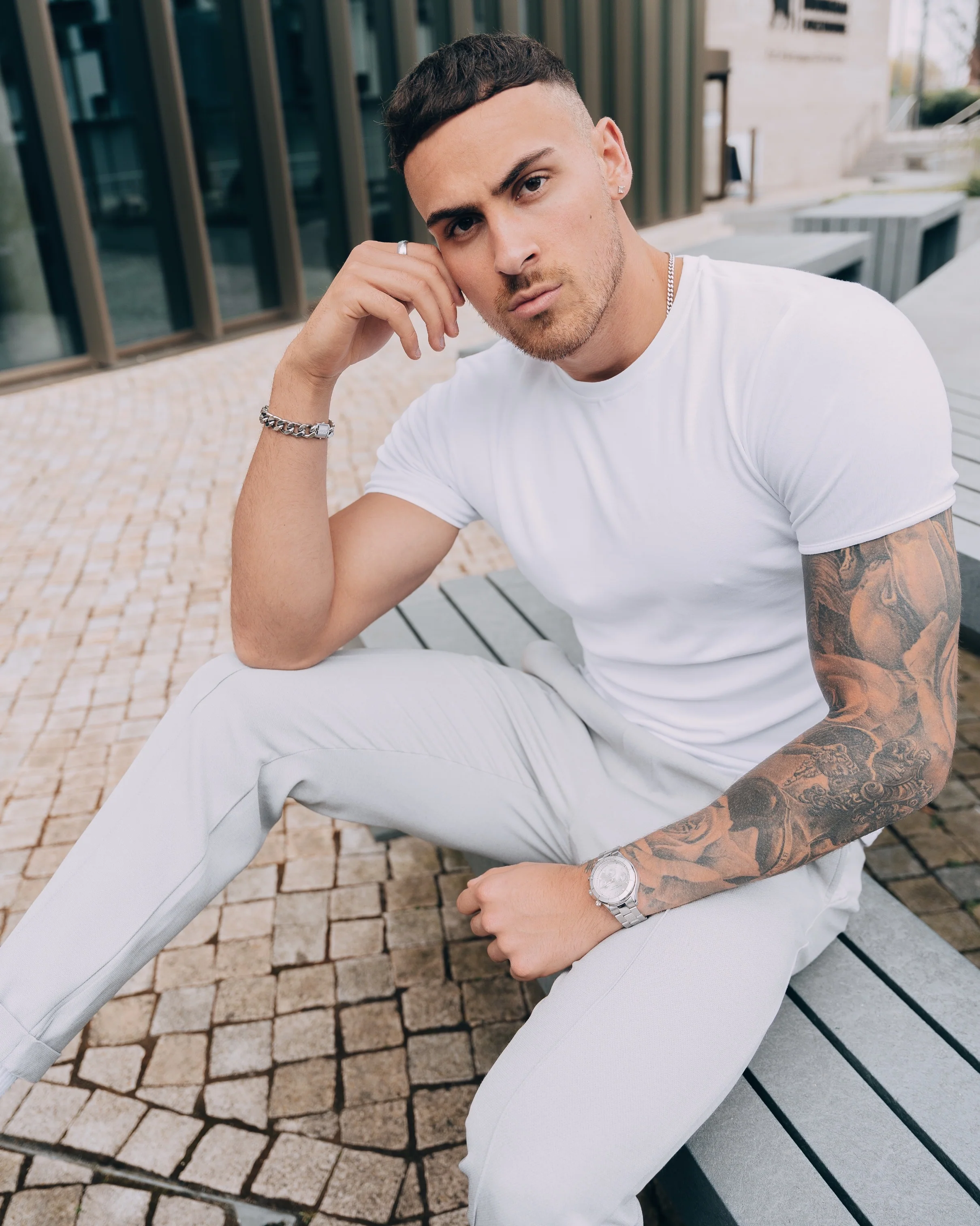 White Tapered Fit T-Shirt - Image 9